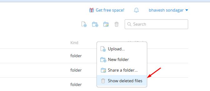 dropbox restore deleted files