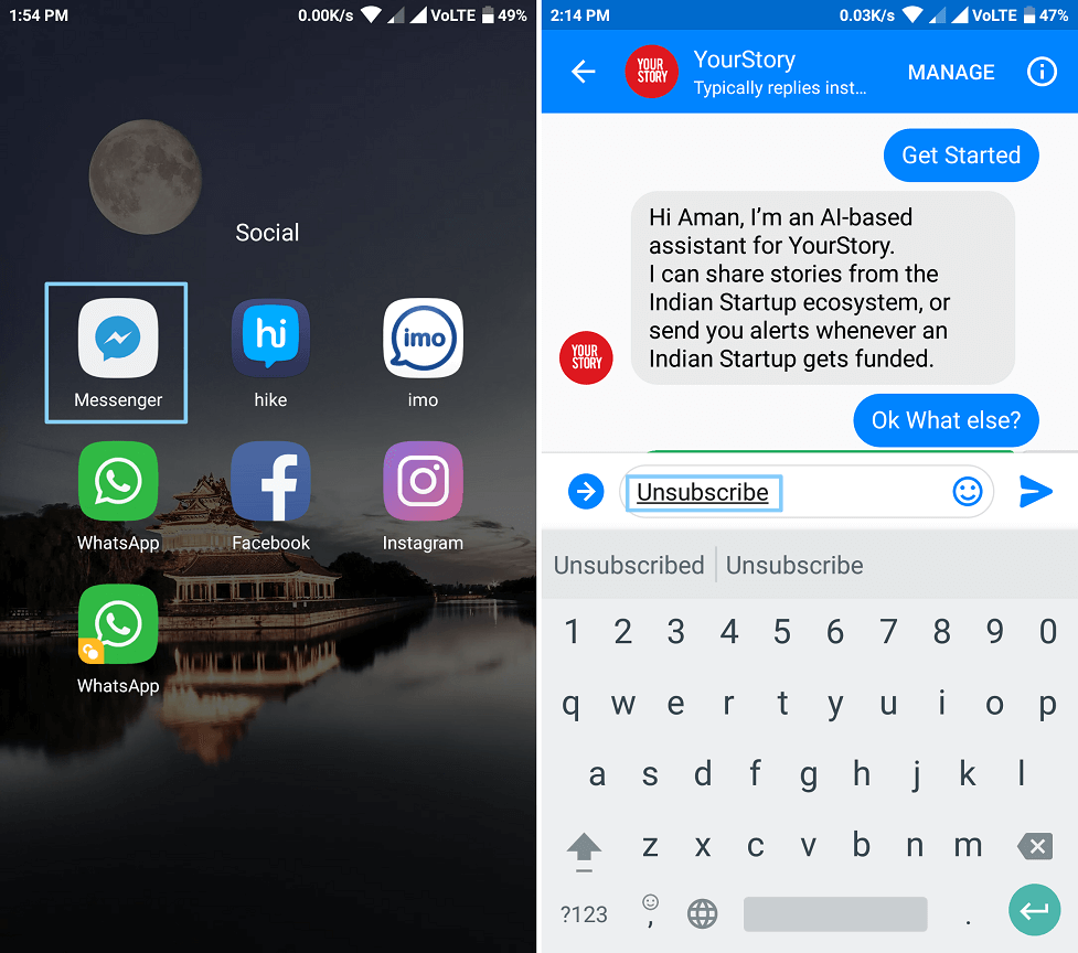 how to open messenger links in facebook app